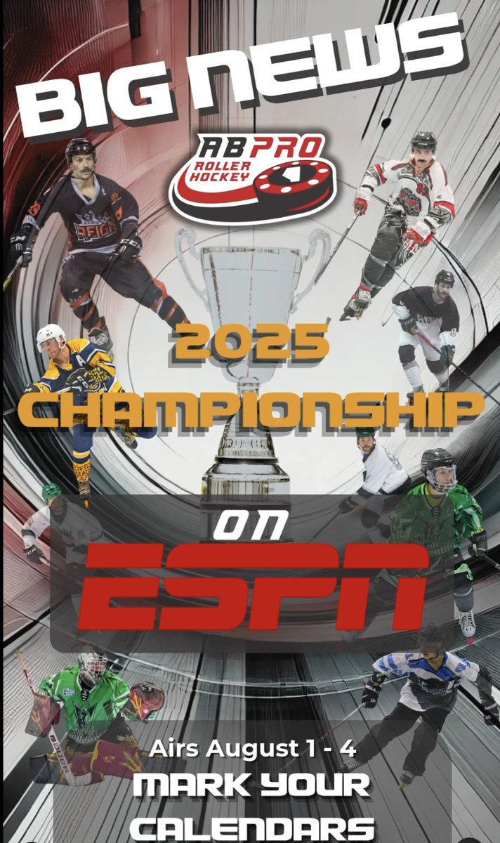 OutlawsCalgary's tweet image. BREAKING NEWS: History in the Making! 

The Alberta Pro Roller Hockey League is THRILLED to announce that our 2025 Championship game will air on ESPN, in partnership with Orchard Lane Media! 📺✨ This marks the first time in 25 years that roller hockey will hit the ESPN airwaves