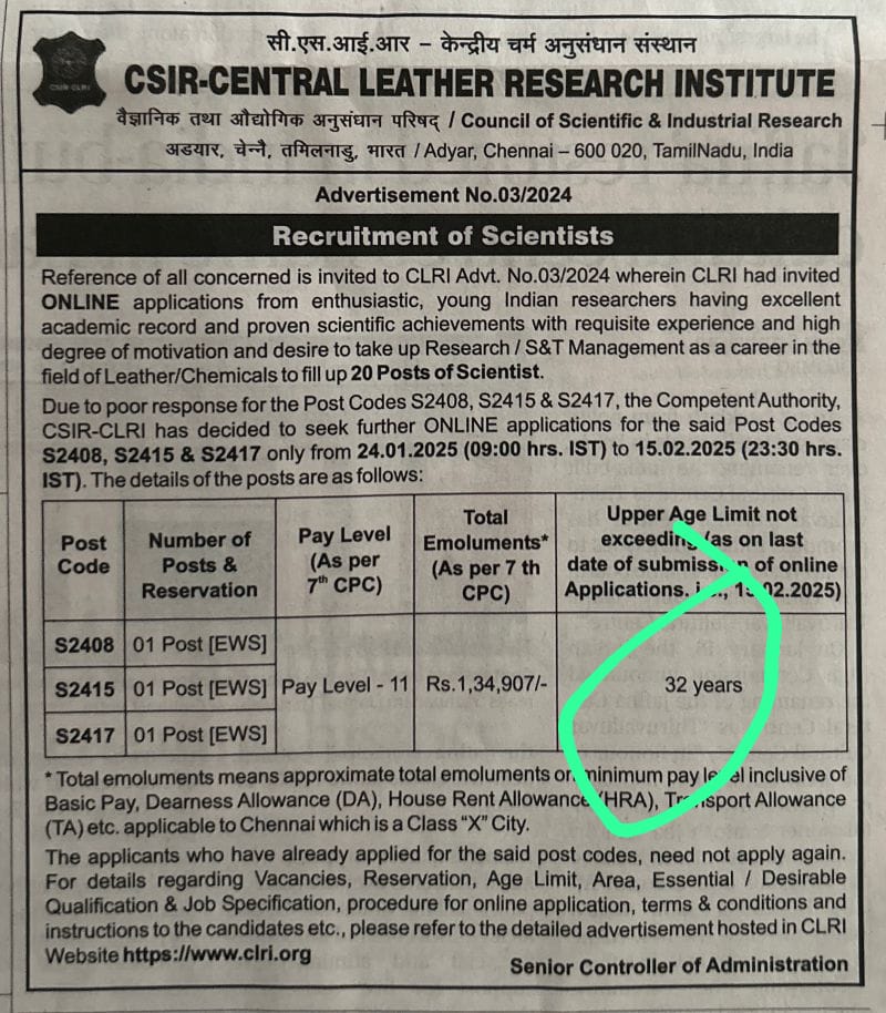AIRSAIndia's tweet photo. It's disheartening to see experienced Indian scholars and talented minds being excluded from scientist posts in @CSIR_IND institutions. Despite repeated requests to the CSIR Director General @DrNKalaiselvi genuine issues remain unaddressed. @HRDG_CSIR #AgeRestrictions @the_hindu https://t.co/K0yRmlcq34