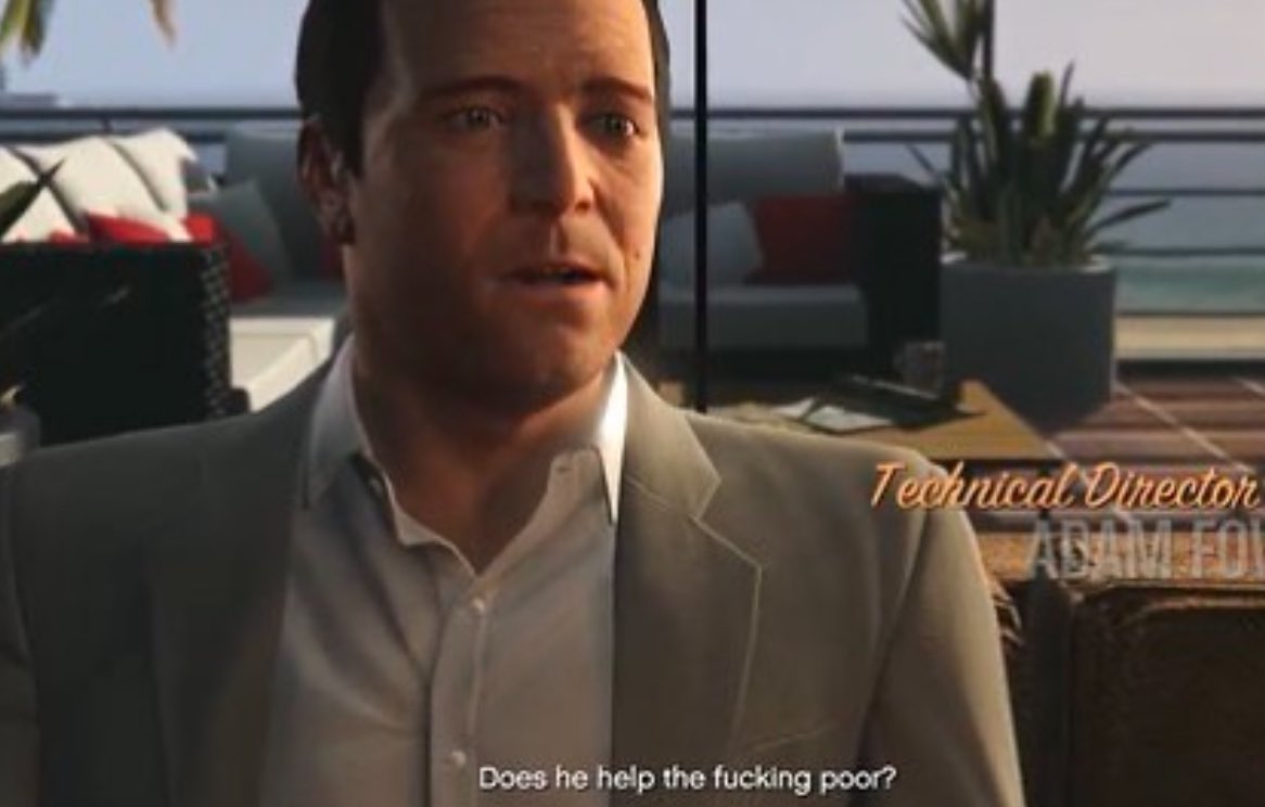 Gibberizky's tweet image. A repost and I guess a SHOUT OUT to @RockstarGames’ character Michael for raising awareness (in your own way) of the #DevelopingWorld

#VideogameDeveloper
#DevelopingWorldLeaders 

Help the [see subtitles]