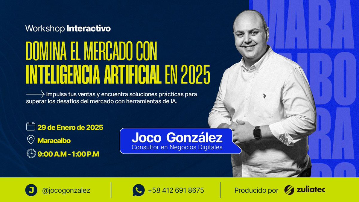 Nos vemos este miércoles en Maracaibo, más información aquí jocogonzalez.com/eventos/worksh…