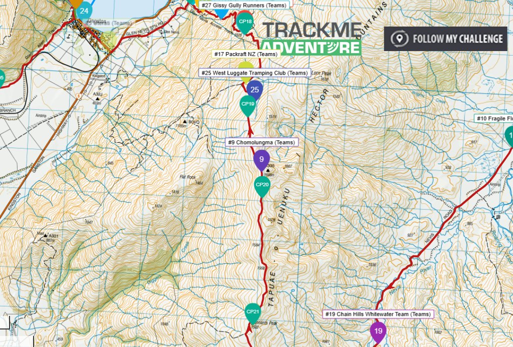 The Magnificent 2025（New Zealand）に、ちょもらんま参戦中。
MTBを担いでのトレッキングでほぼ登り切ってこれからスピードアップです。
（2025年1月27日20:30日本時間）