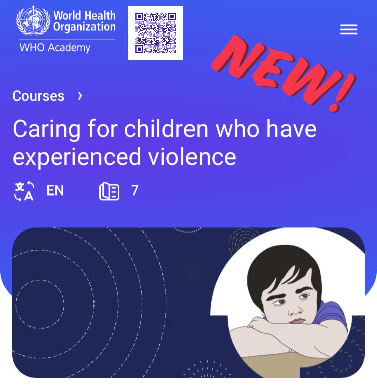 Health professionals: Ready to make a difference in a child's life?
Enroll in WHO Academy’s new course, Caring for Children who have experienced violence. 
shorturl.at/trYyu

🌟 Interactive.
🌟 Scenario-based.
🌟 Evidence-based.

#WHOAcademy #EndViolence