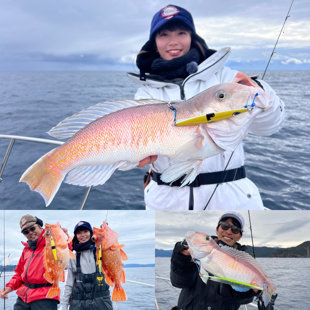 shimancyuu718's tweet photo. 尾鷲市ゴールデンイーグルさんでの真冬のSLDJ（スーパーライトディープジギング）❗️
ジギオンリーでは難しいと思われてたけどビックリの釣果でした😳
は3月15日(土)22:30～三重TV放送と放送後のスミス公式YouTubeチャンネルにて❗️
ぜひ見てちょんまげ❗️
#神野梓
#ゴールデンイーグル
#三重県尾鷲沖 https://t.co/EWwsfFo1nm