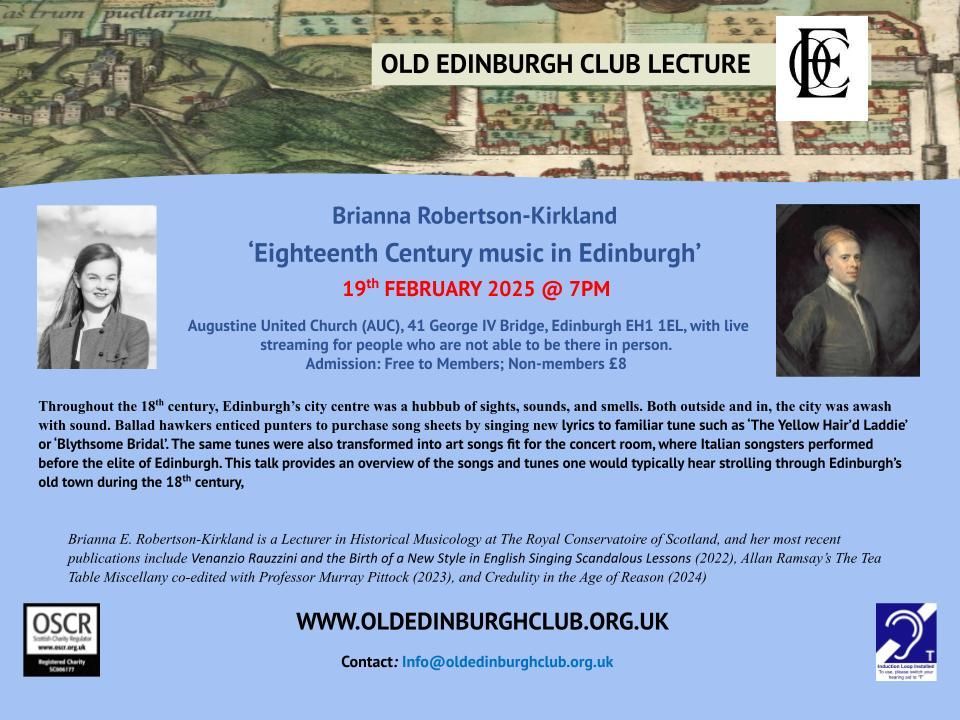 Details of our February talk with Brianna Robertson- Kirkland who is going to tell us all about Eighteen Century Music In Edinburgh and the music from the streets. Sounds like another talk not to be missed! buff.ly/3BjXjoV