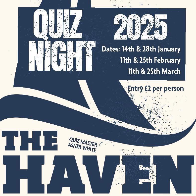 A couple of tables available for this weeks Pub Quiz at The Haven on Tuesday 28th January, please call 01590679971 to reserve your table.