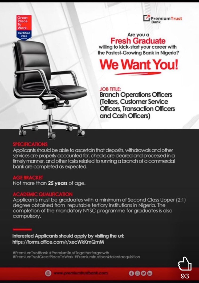 Premium Trust Bank is Hiring