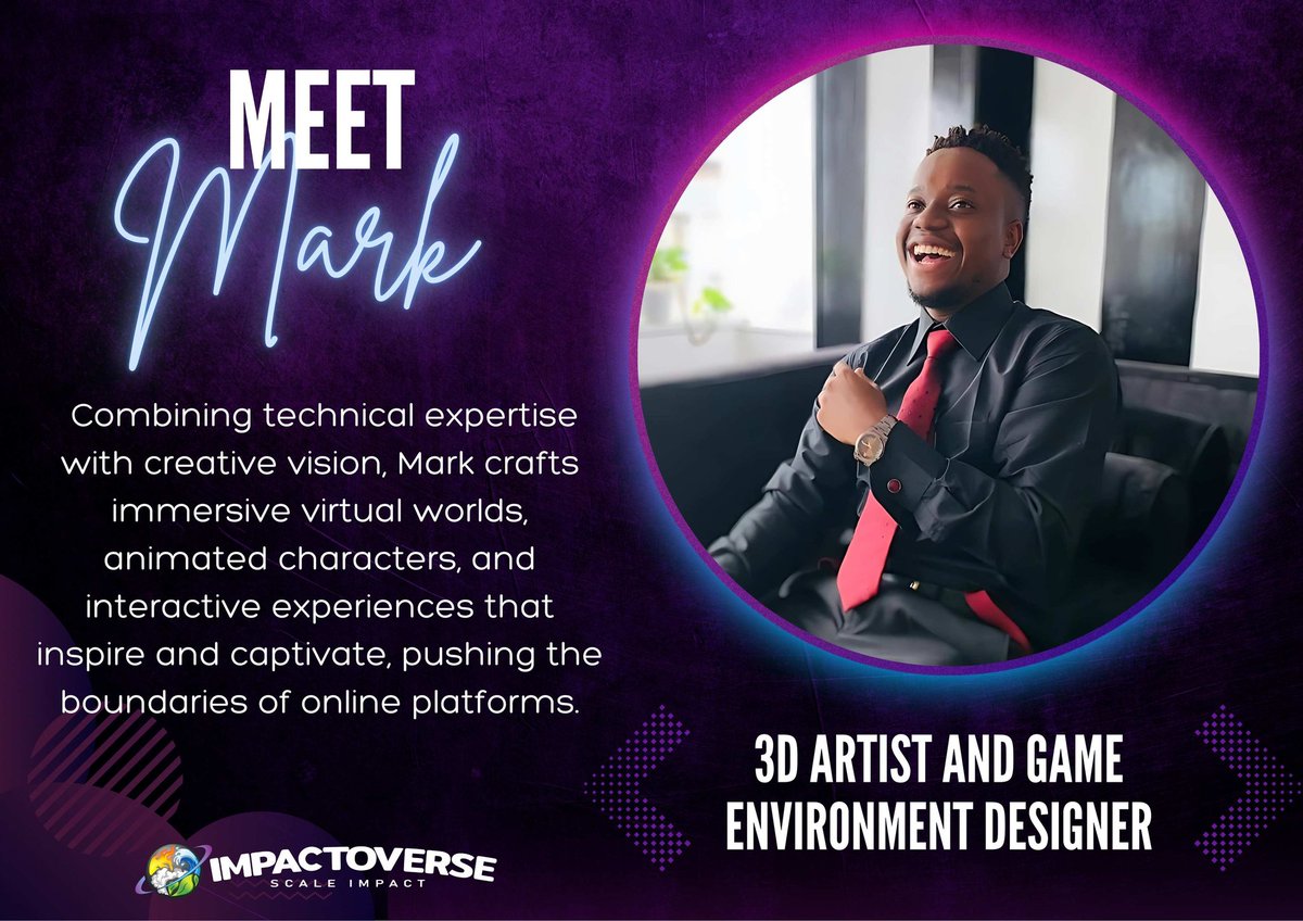 impactoverse's tweet photo. Mark, a 3D artist and game environment designer at Impactoverse, transforms ideas into immersive worlds using tools like Blender and Unity. His innovative designs blend creativity with tech, creating breathtaking interactive experiences. #Impactoverse https://t.co/Z7jNeRy0F1
