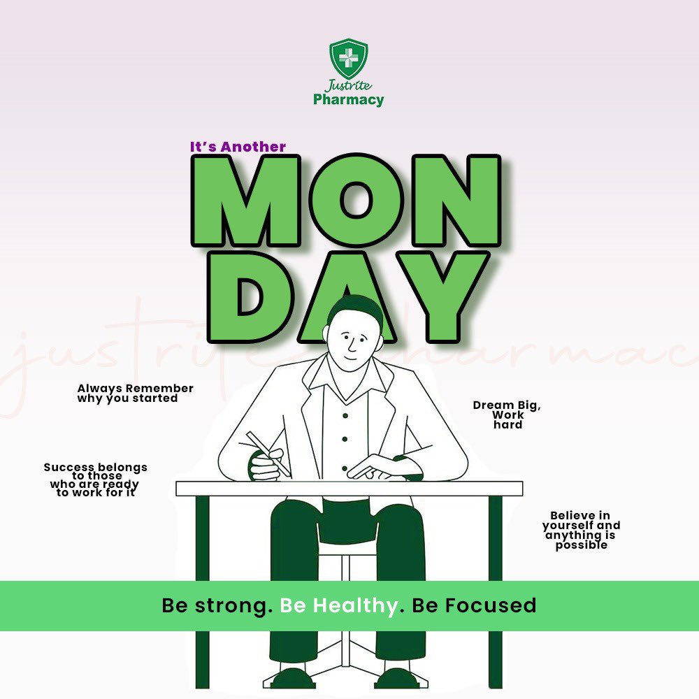 HealthGistJRX's tweet photo. “Kickstart your Monday with strength, health, and focus! 💪
Remember your purpose, dream big, and work hard because success belongs to the bold! #MotivationMonday #JustritePharmacy #StayFocused #explorepage https://t.co/f68OPupJep