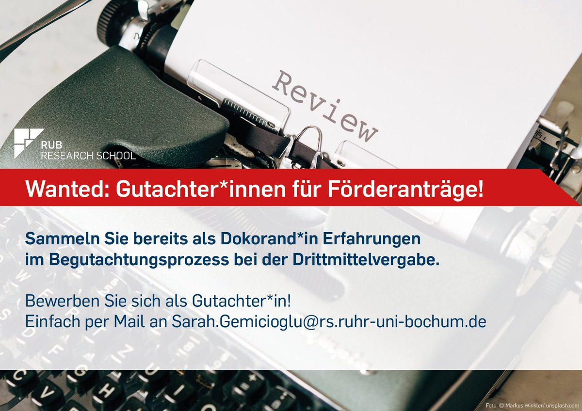 RUB Research School (@researchschool) on Twitter photo Deutschlandweit einzigartige Gelegenheit: Bei uns können Sie bereits als Doktorand*in <a href="/ruhrunibochum/">Ruhr-Universität Bochum</a> Förderanträge Ihrer Peers begutachten.🤩Gewinnen Sie Einblicke in die Entscheidungsprozesse zur Drittmittelvergabe.👉research-school.rub.de/de/ueber-uns/m… Deutschlandweit einzigartige Gelegenheit: Bei uns können Sie bereits als Doktorand*in <a href="/ruhrunibochum/">Ruhr-Universität Bochum</a> Förderanträge Ihrer Peers begutachten.🤩Gewinnen Sie Einblicke in die Entscheidungsprozesse zur Drittmittelvergabe.👉research-school.rub.de/de/ueber-uns/m…