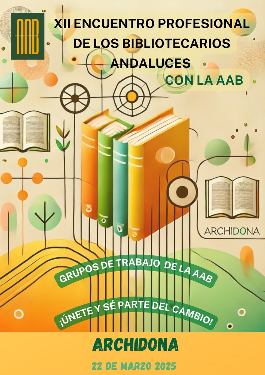 asociacionbibli's tweet photo. 📢 ¡Atención bibliotecarias/os andaluces! La @asociacionbibli os invitamos al "XII Encuentro Profesional de los Bibliotecarios Andaluces con la AAB".
📅 Fecha: 22 de marzo
🕚 Hora: 11:15
📍Lugar: @archidonabiblio
ℹ️ https://t.co/0PLTn9c1gi…
#Bibliotecarios #Andalucía #12EncAAB https://t.co/L4vCYoYgnl