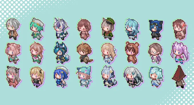 今回は24名の方の32x32ドット絵を描かせて頂きましたファイルを整理でき次第DMにて透過PNGを送らせて頂きますので欲しいよーって方はお手数ですがDMの開放をお願いします! 