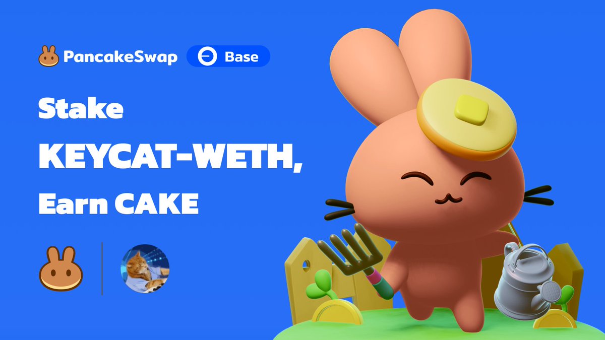 👋 Say hello to @KeyboardCatBase on BASE PancakeSwap! 🥞 Stake KEYCAT/WETH  (0.05% fee tier) v3 LP, Earn CAKE: https://t.co/RyswZv8fuj 👉 Get $KEYCAT  here: https://t.co/XF1nslFsmw