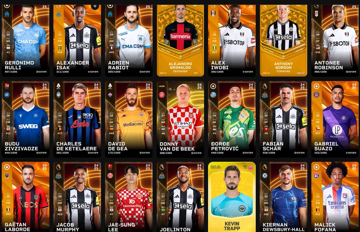 𝐒𝐦𝐚𝐥𝐥 𝐆𝐚𝐥𝐥𝐞𝐫𝐲 𝐁𝐨𝐮𝐠𝐡𝐭!👀

Just bought this small 🟡gallery!🔥

I will put all the players back on the market, looking forward to your offers / trades.🚀

Want to sell a big bundle / gallery -> DM!💚

#sorare #trader