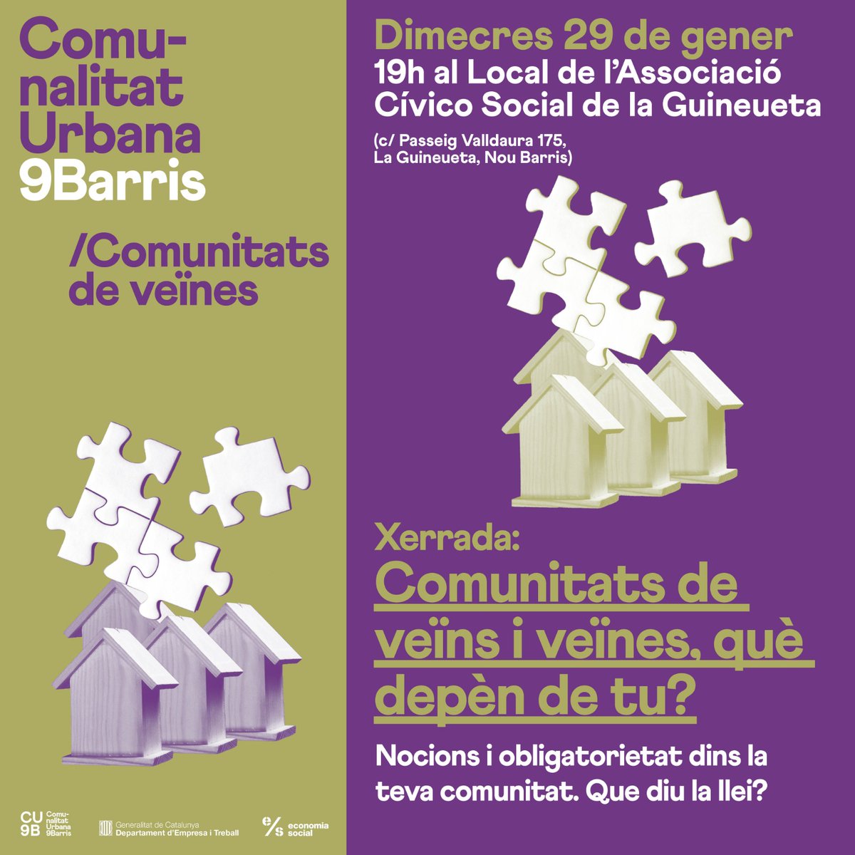 📣Xerrada OBERTA i GRATUÏTA per a tothom. Les nostres professionals parlaran d'aspectes claus i obligatoris que tenim amb la llei com a comunitats de veïnes i veïns🏘️i resoldran tota mena de dubtes. Us hi esperem!
