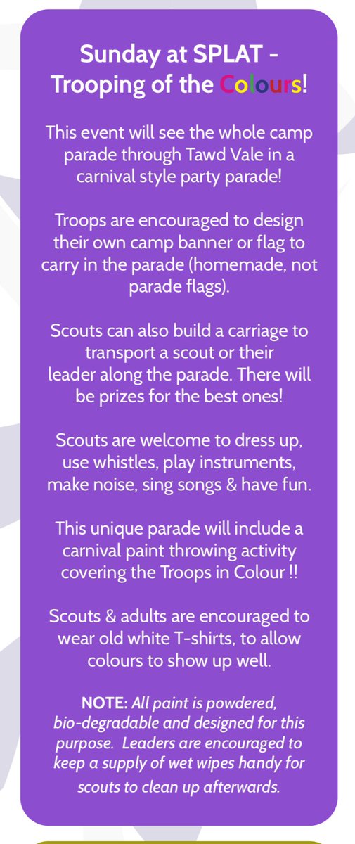 SPLAT Camp 2025 registration is now open in OSM, closing date will be 9 February.
We have limited spaces so participant selection will be based on a scout’s attendance and demonstration of scouting ethos throughout the year.
<a href="/TawdValeAC/">Tawd Vale Adventure Centre</a> <a href="/MerseysideScout/">Merseyside Scouts</a> 
onlinescoutmanager.co.uk