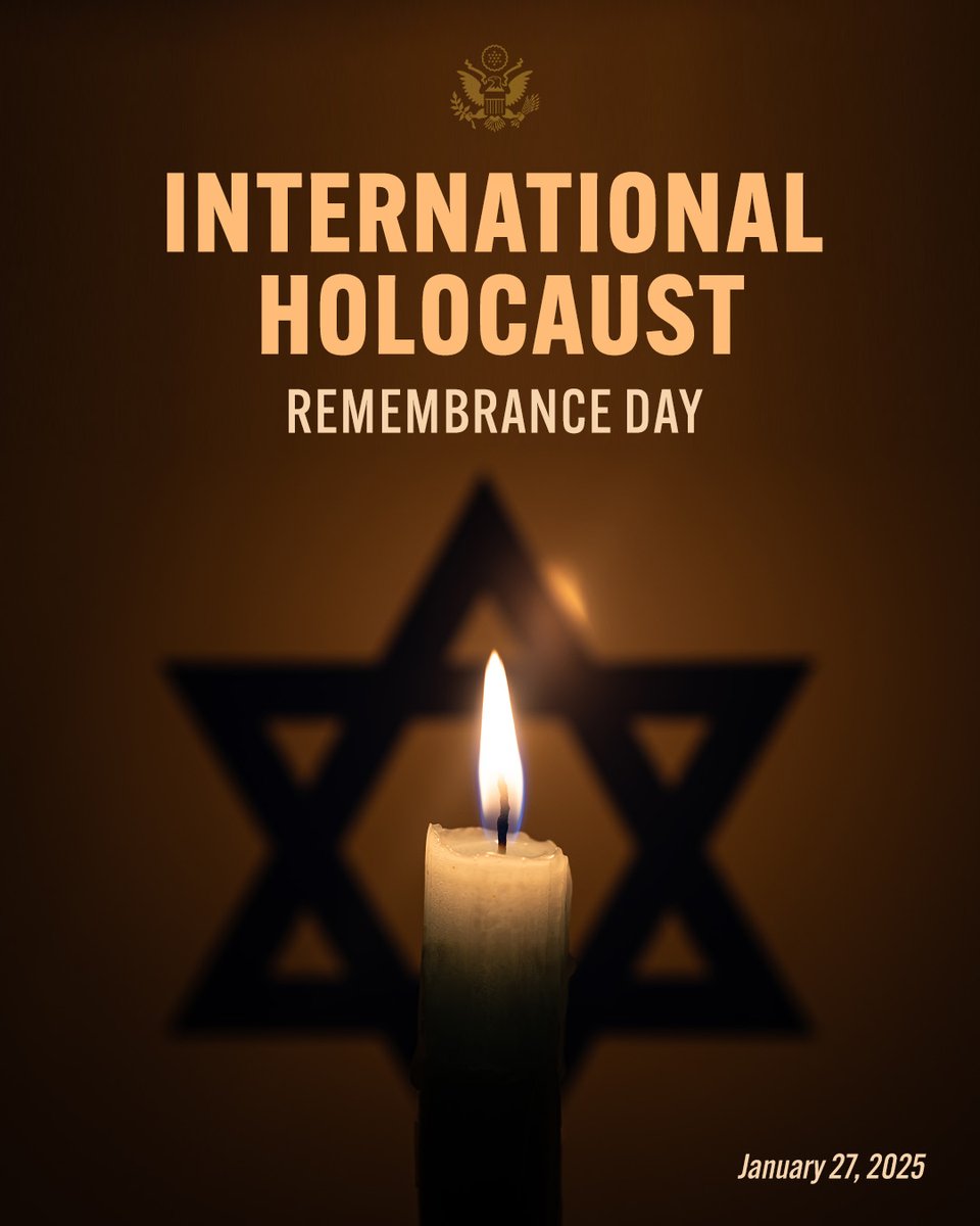 USEmbLuxembourg's tweet photo. On the 80th anniversary of the liberation of #Auschwitz Birkenau, we observe #Holocaust Remembrance Day to honor the 6 million Jewish men, women and children the Nazis and their collaborators murdered, along with millions of others persecuted and killed. #NeverAgain @AuschwitzMuseum