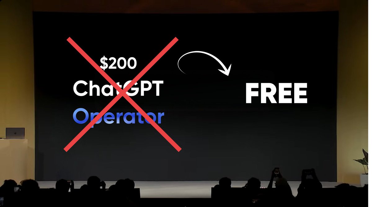 heyshrutimishra's tweet photo. ChatGPT Operator is insane, but it costs $200

Here’s a hack to access it for completely FREE:👇 https://t.co/HVUoD5p4xW