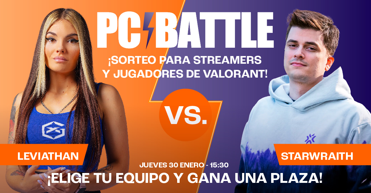 PcComponentes (@pccomponentes) on Twitter photo 🎮✨¡SORTEO GAMING DAYS! ✨🎮
¿Listo para la PcBattle más épica?
Este jueves a las 15:30h, ⚔️<a href="/SandraCabeza/">GX Leviathan</a> vs 🛡️ <a href="/StarWraith/">StarWraith</a> en <a href="/VALORANTes/">VALORANT</a>, ¡y tú podrás formar parte de la partida! 💥
🎙️Con <a href="/B0rjaCS/">KRÜ b0rja</a> como comentarista.
🟠 ¿Qué sorteamos? 2 plazas para unirte al equipo que TÚ 🎮✨¡SORTEO GAMING DAYS! ✨🎮
¿Listo para la PcBattle más épica?
Este jueves a las 15:30h, ⚔️<a href="/SandraCabeza/">GX Leviathan</a> vs 🛡️ <a href="/StarWraith/">StarWraith</a> en <a href="/VALORANTes/">VALORANT</a>, ¡y tú podrás formar parte de la partida! 💥
🎙️Con <a href="/B0rjaCS/">KRÜ b0rja</a> como comentarista.
🟠 ¿Qué sorteamos? 2 plazas para unirte al equipo que TÚ