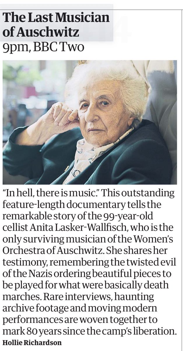 FionaThompson16's tweet image. Tonight on BBC2 at 9pm. I made a short film about Anita Lasker-Wallfisch in 1995 for an ITV series called ’Sunday Live’. We tried to get a film commissioned but no joy-so I’m delighted to see she finally has her own documentary. A remarkable woman, it was a privilege to meet her.