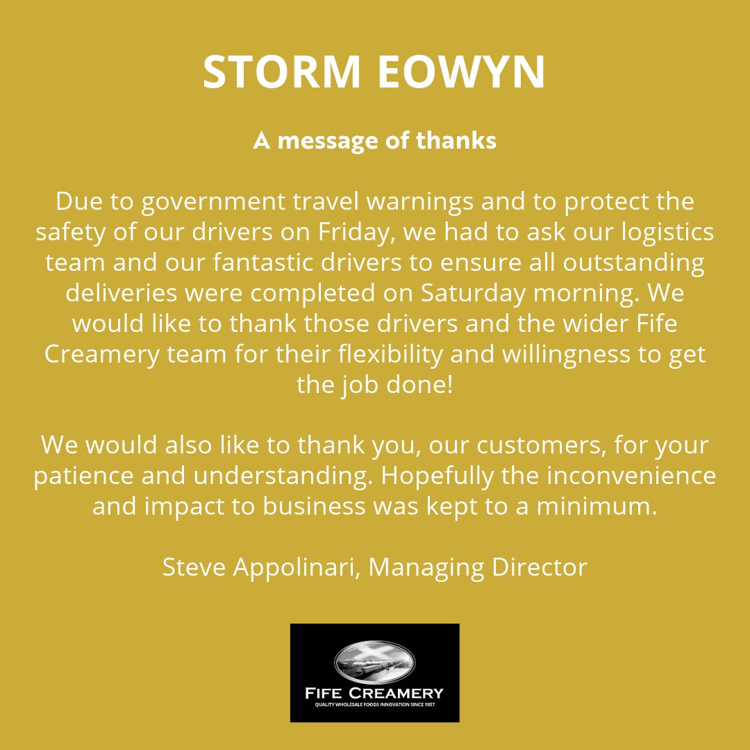 A message of thanks #wholesalefoodheroes #StormEowyn