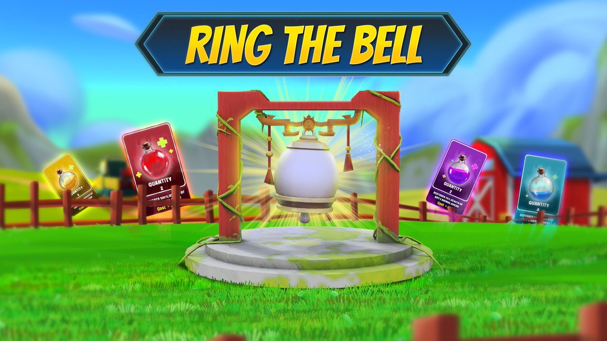 CropBytes's tweet photo. 🔔 Ring the Bell Event Goes Live This Week!

Get ready to claim Health Potions—a game-changing asset exclusive to this event! 🧪

Here’s what you need to know:

🧪 Level 1 – 100% Health Boost
🧪 Level 2 – 75% Health Boost
🧪 Level 3 – 50% Health Boost
🧪 Level 4 – 35% Health Boost

✨ Features:
👉 Restore the health of all animals in one shed with just 1 card.
👉 Exclusive event asset—not craftable or tradable.
👉 Claim them for FREE during the event!

⏳ Don’t miss out! Keep your farm thriving and maximize returns. 🚜