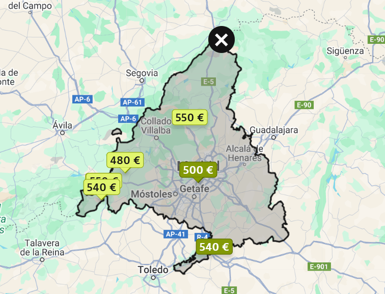 ccanino's tweet photo. En toda la Comunidad de Madrid hay exactamente 7 pisos en alquiler por menos de 550 euros. Solo 2 de ellos con acceso a tren y os podréis imaginar el estado. https://t.co/CAkXV4pBBA
