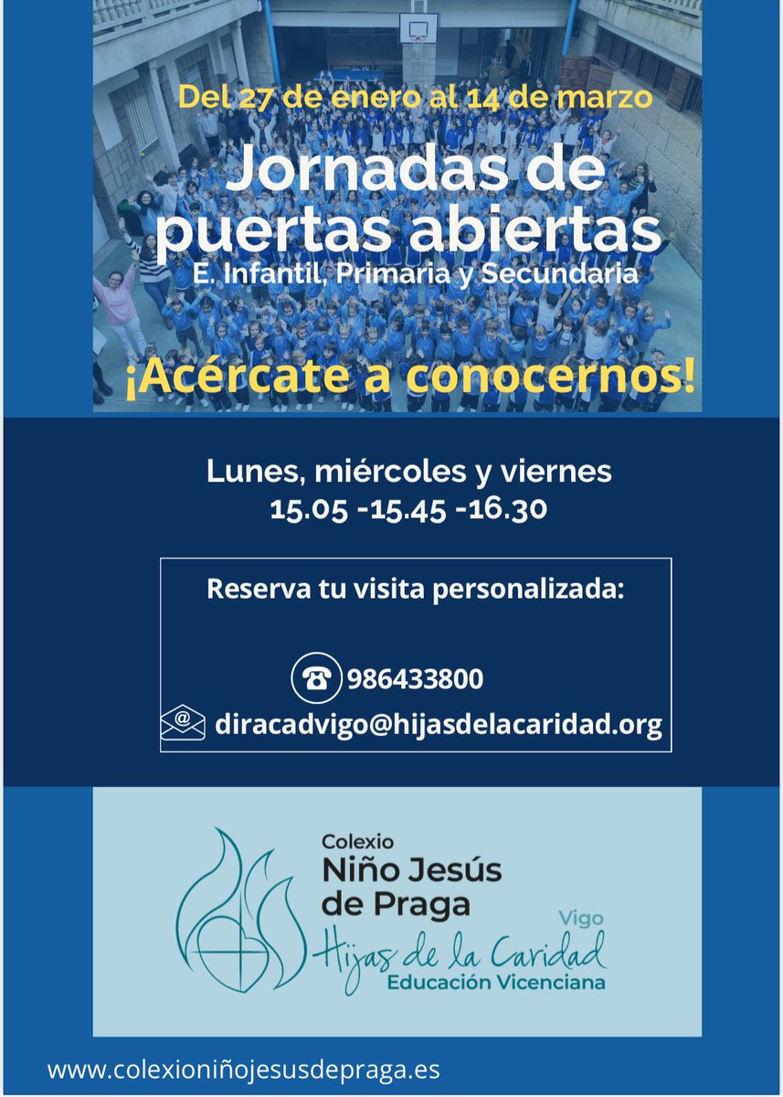 njpraga's tweet photo. ¡Hoy comienzan nuestras Jornadas de Puertas Abiertas! Ven a conocer a la #FamiliaNJP 🩵 #colegiosHHCC #EducaciónVicenciana https://t.co/XMkXm72rKt