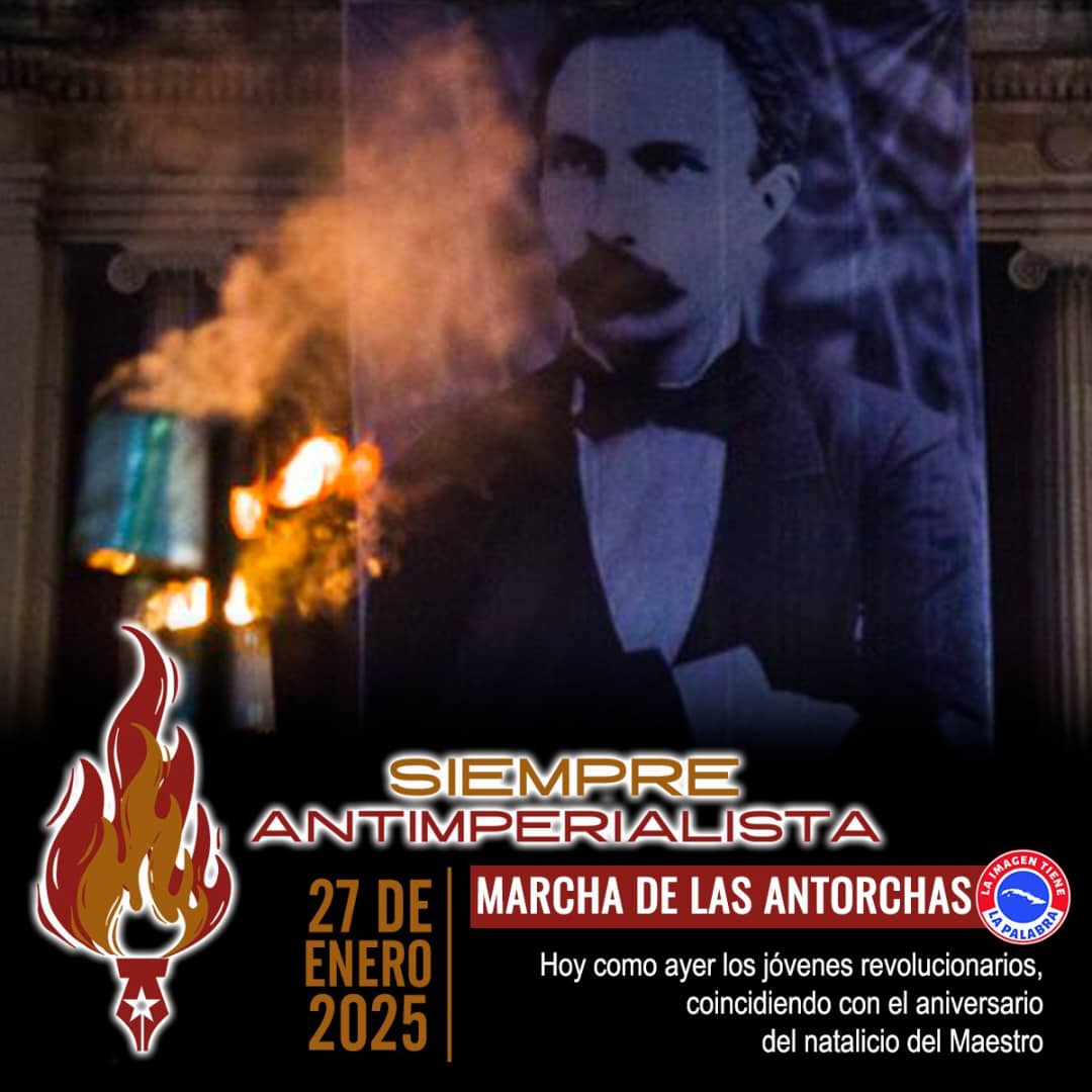 Hoy las antorchas se iluminarán en homenaje al Héroe Nacional, José Martí, en el aniversario 172 de su natalicio. Otra vez nos convoca el Apóstol, escudo invulnerable de nuestra historia, gigante cuyo pensamiento está vigente en #Cuba y el resto de mundo. #SiempreAntimperialista