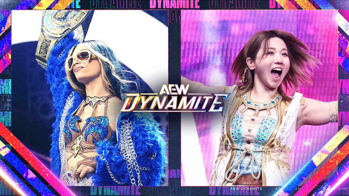 #AEWDynamite WEDNESDAY!
<a href="/VonBraunCenter/">Von Braun Center</a> | Huntsville, AL
LIVE at 8pm ET/7pm CT on <a href="/TBSNetwork/">TBS Network</a> &amp; @SportsOnMax

TBS Title Match
<a href="/MercedesVarnado/">Mercedes Moné Varnado</a> vs <a href="/YukaSakazaki/">坂崎ユカ Sakazaki Yuka</a>

After winning #AEWCollision’s 4 Way Eliminator, Yuka Sakazaki faces TBS Champ Mercedes Moné for the title WEDNESDAY!