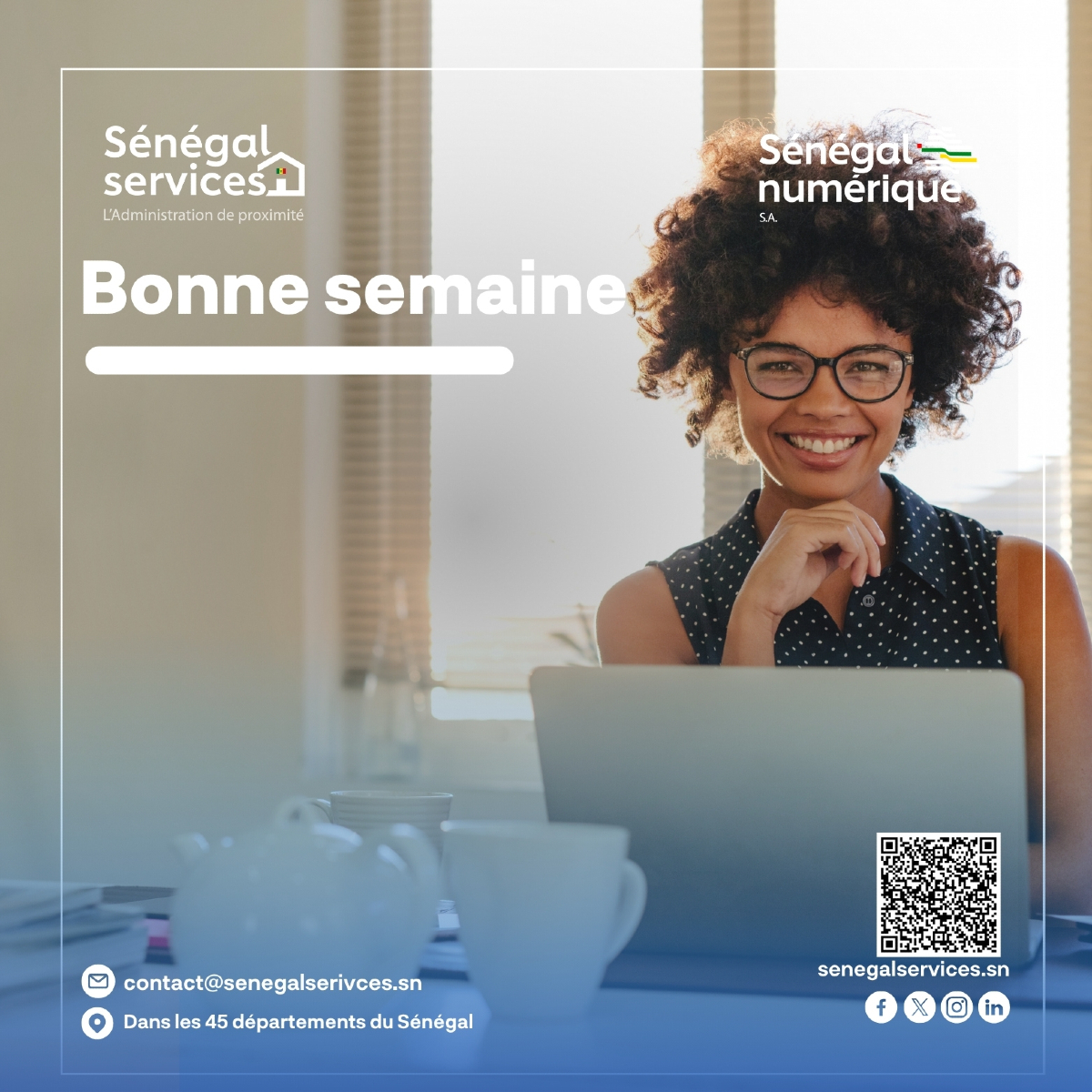 Nos agents sont là pour vous accompagner et simplifier toutes vos démarches administratives. 
Toute l’équipe de Sénégal Services vous souhaite une excellente semaine .

#bonnesemaine #sénégalservices #simplifionsvosdémarches #kebetu #guichetunique #phygital