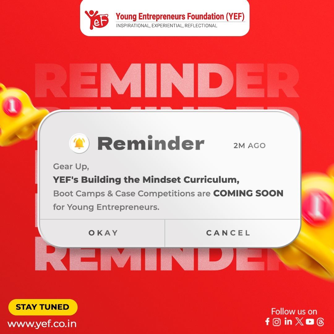 youngentrfndn's tweet image. Big things are here! 🌟💡

YEF presents:
👉🏻 ‘Young Entrepreneurs’ Curriculum – Think, Innovate, Lead.
🎯 Boot Camps – Turn ideas into ventures.
🏆 Case Competitions – Showcase creativity.
Unleash your inner entrepreneur! 🌟
#YEF #EntrepreneurshipMindset #YoungEntrepreneurs