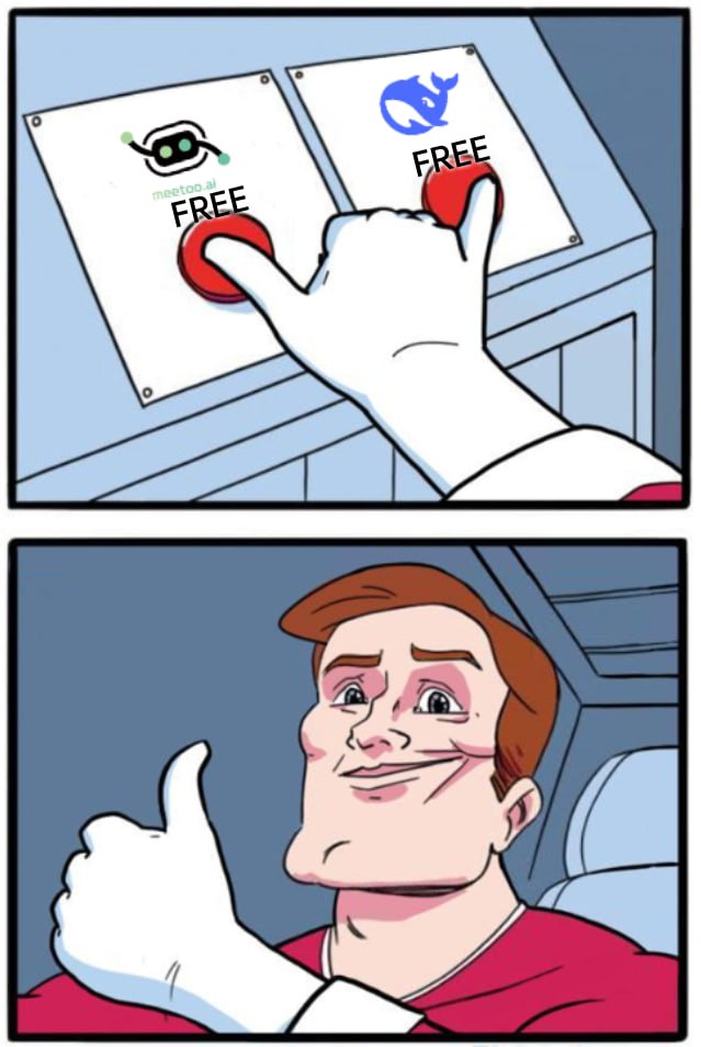 MEETOO_AI's tweet photo. Paying $200/month for AI usage?
DEEPseek and MEETOO offer performance on par with ChatGPT 4o,
but we're completely free!

We believe everyone should have access to unlimited creativity,
no fees, no limits!
#AIAgent #MemeToken #AI https://t.co/3CU7tvr7se