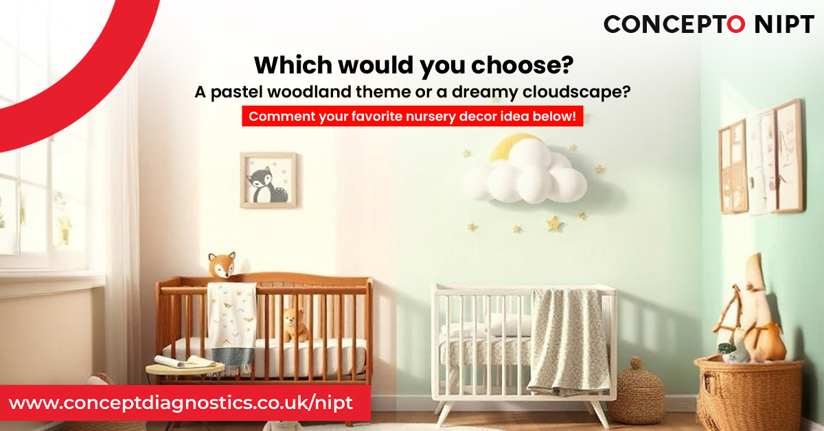 Which would you choose? 🌟 A pastel woodland theme or a dreamy cloudscape? Comment your favorite nursery decor idea below! 💖💙#NurseryIdeas #ParentPlanning #InteractivePost #niptuk #nipt #gendertest