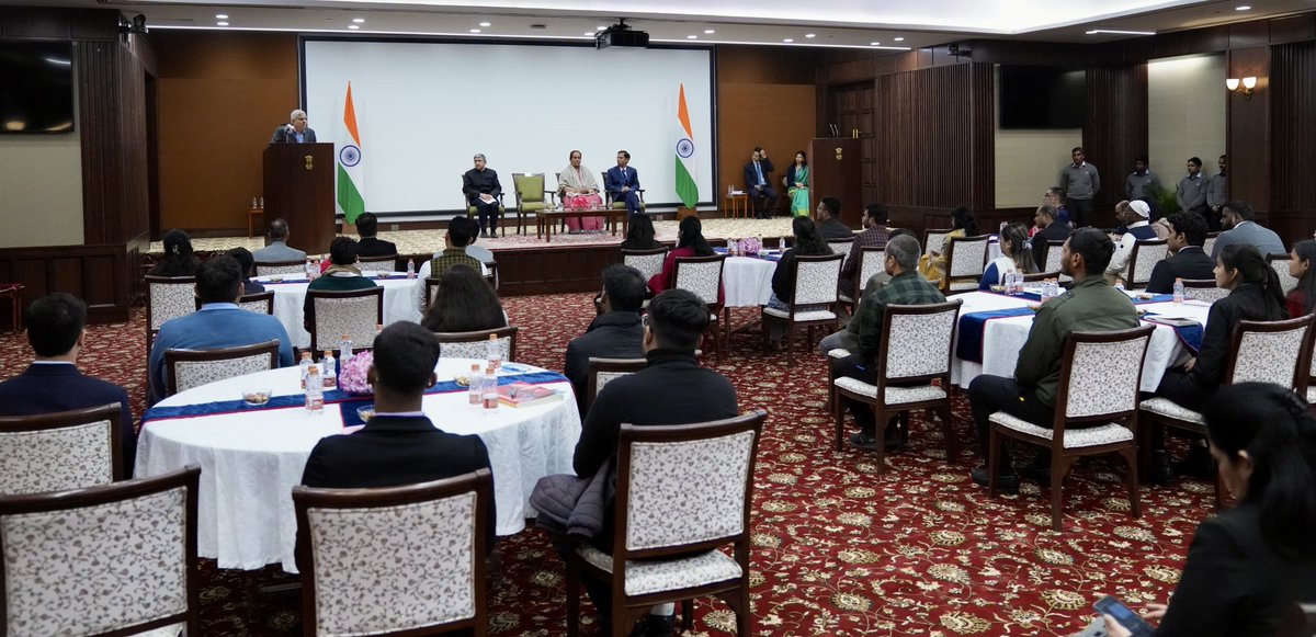 Hon'ble Vice-President and Chairman, Rajya Sabha, Shri Jagdeep Dhankhar addressed the fifth batch of participants of the Rajya Sabha Internship Programme at Vice-President's Enclave today. #RajyaSabha