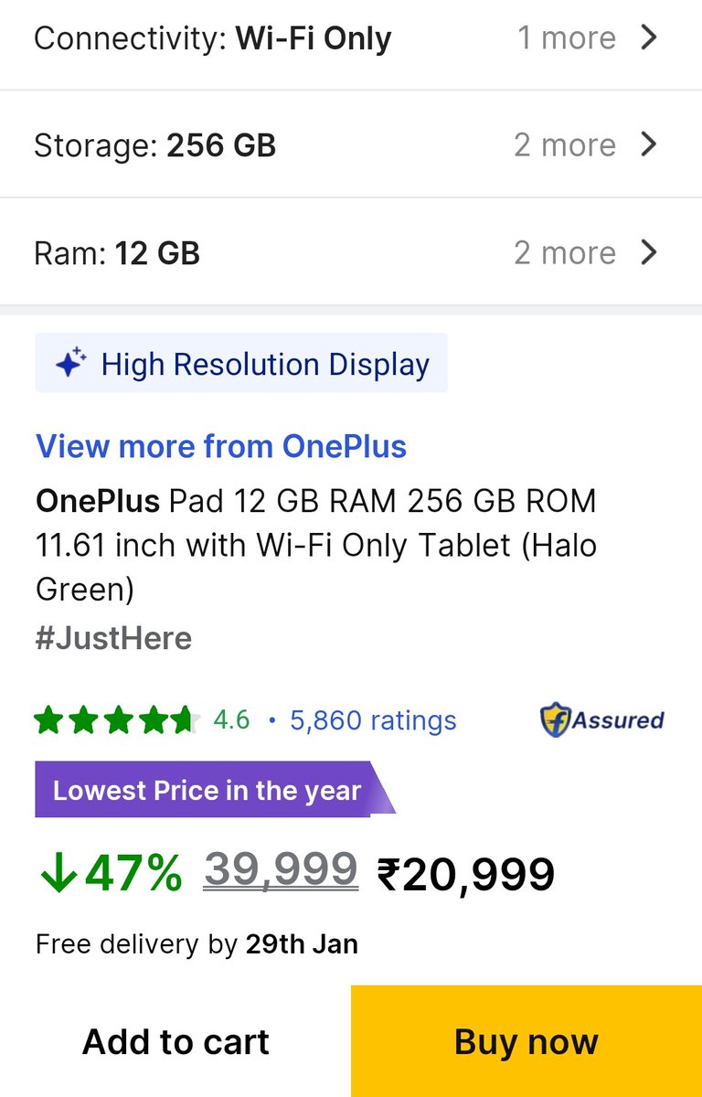 yabhishekhd's tweet image. OnePlus Pad 12GB+256GB WiFi only now available for 💰 ₹19,600. ⬇️
fkrt.co/HMaCIm

🔳 MediaTek Dimensity 9000 chipset
💰 ₹1500 off on Bank of Baroda BOB, HSBC and Canara Bank credit cards.
#OnePlusPad