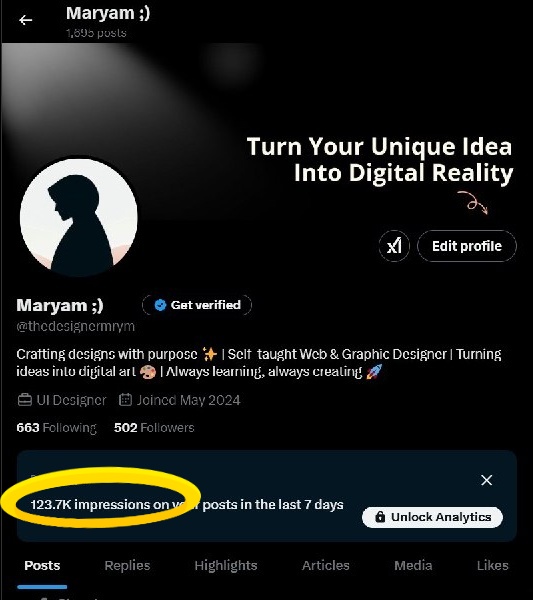 thedesignermrym's tweet image. 📈 123.7k Impressions in 7 Days!

This is proof that consistency works!

💡 Show up daily.
🎨 Share what you create.
🤝 Engage with others.
💬 Support fellow designers.

The more you show up, the more you grow. Keep going—your journey is inspiring!

#DesignGrowth #UIUXJourney
