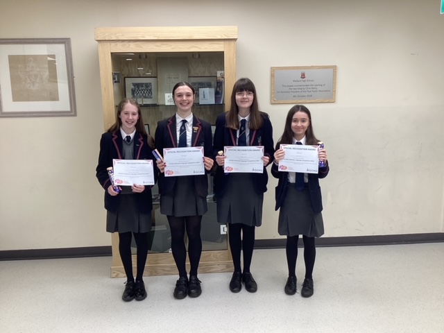 WallaceHigh's tweet image. Congratulations to our Year 10 linguistic teams who took part in the National Languages Competition, organised by GCHQ. Jacob, Nathan, and Patrick were placed 2nd in NI, and Lexi, Liv, Libbie, and Sophia were placed 4th. Well done! 

#WeAreWHS #SuperCurricular #Languages #Leading