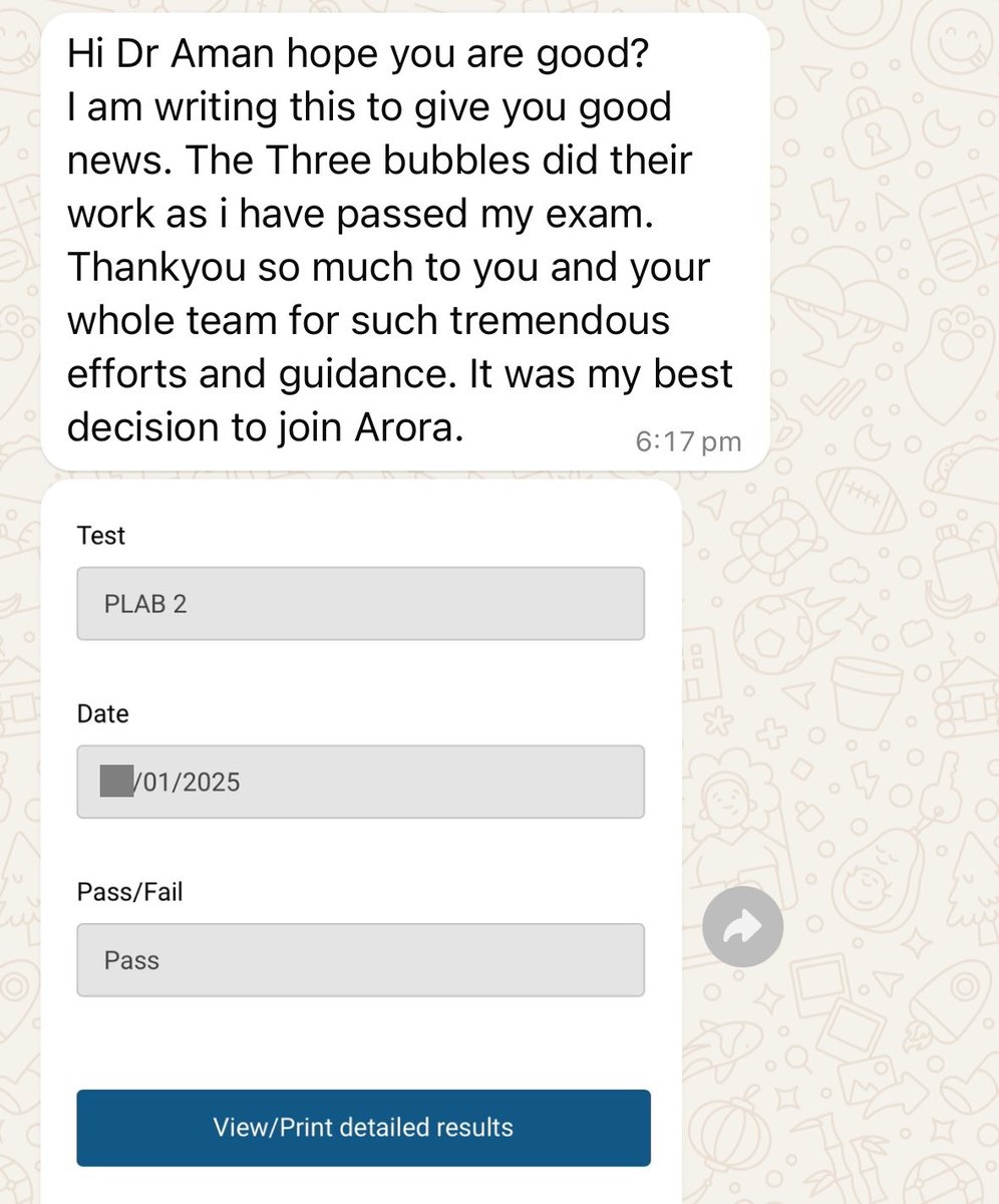 🙌 Congratulations! Another PLAB 2 Pass!!!

👉 All PLAB 2 Courses and Resources: aroramedicaleducation.co.uk/plab-2/

#CanPassWillPass #iWentWithArora #MedEd