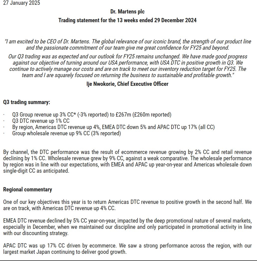 entrustTMF's tweet image. #DOCS Dr Martens Trading Statement

"Our Q3 trading was as expected and our outlook for FY25 remains unchanged."

voxmarkets.co.uk/rns/announceme…