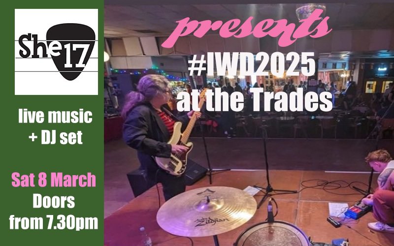 SHE17 (@she17music) on Twitter photo March 8 at <a href="/stowtradeshall/">Walthamstow Trades Hall</a> with <a href="/ichbinfinn/">Ich bin Finn</a> <a href="/BabaWatson/">Kim Watson</a> The Ondines <a href="/morepeasband/">More Peas</a> + Sam Kurt + DJs. Here’s all the details + tix. wegottickets.com/event/646858/ March 8 at <a href="/stowtradeshall/">Walthamstow Trades Hall</a> with <a href="/ichbinfinn/">Ich bin Finn</a> <a href="/BabaWatson/">Kim Watson</a> The Ondines <a href="/morepeasband/">More Peas</a> + Sam Kurt + DJs. Here’s all the details + tix. wegottickets.com/event/646858/
