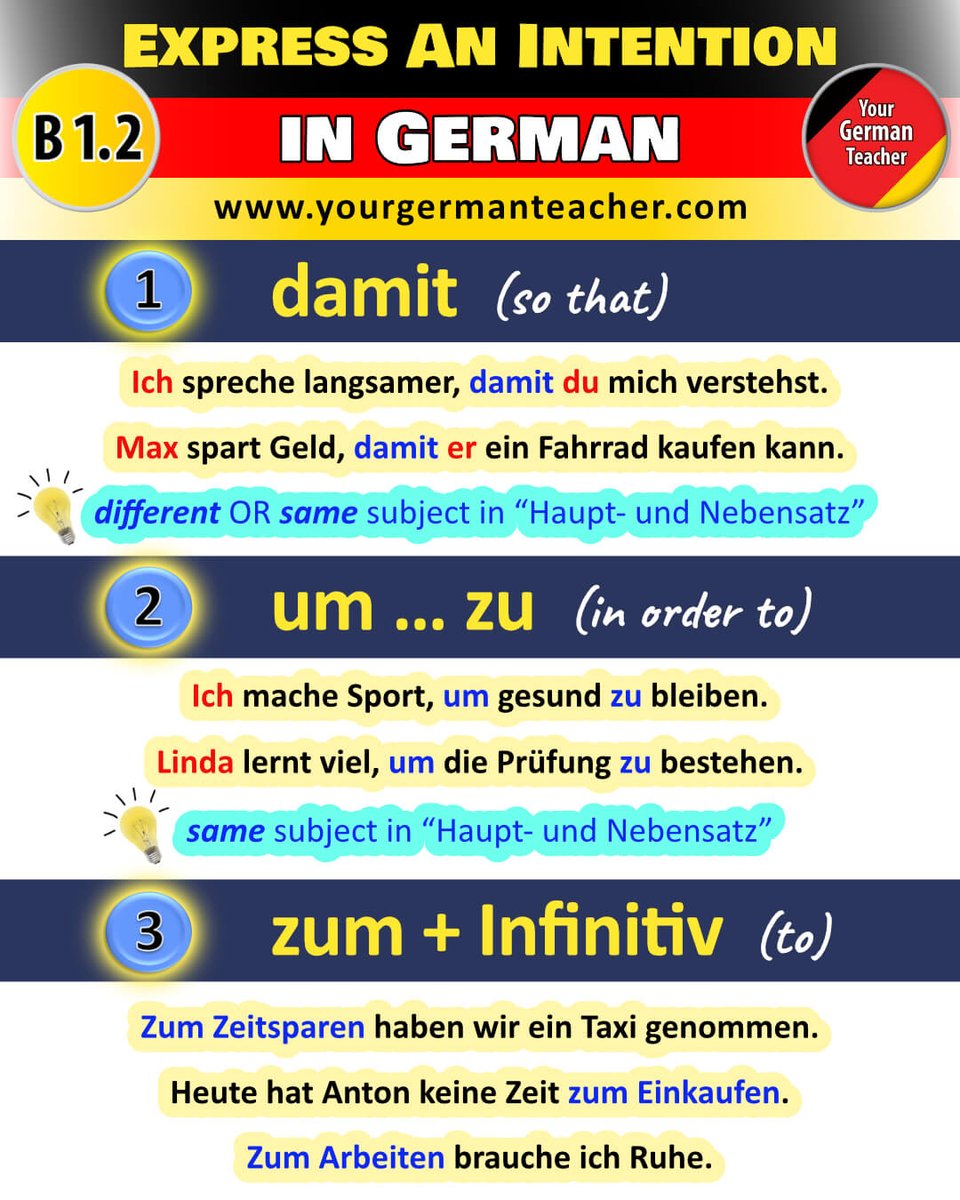 How to express an intention, a purpose or a goal in German. 🤔
New video about this topic on our YouTube channel.
Bis bald! 👋