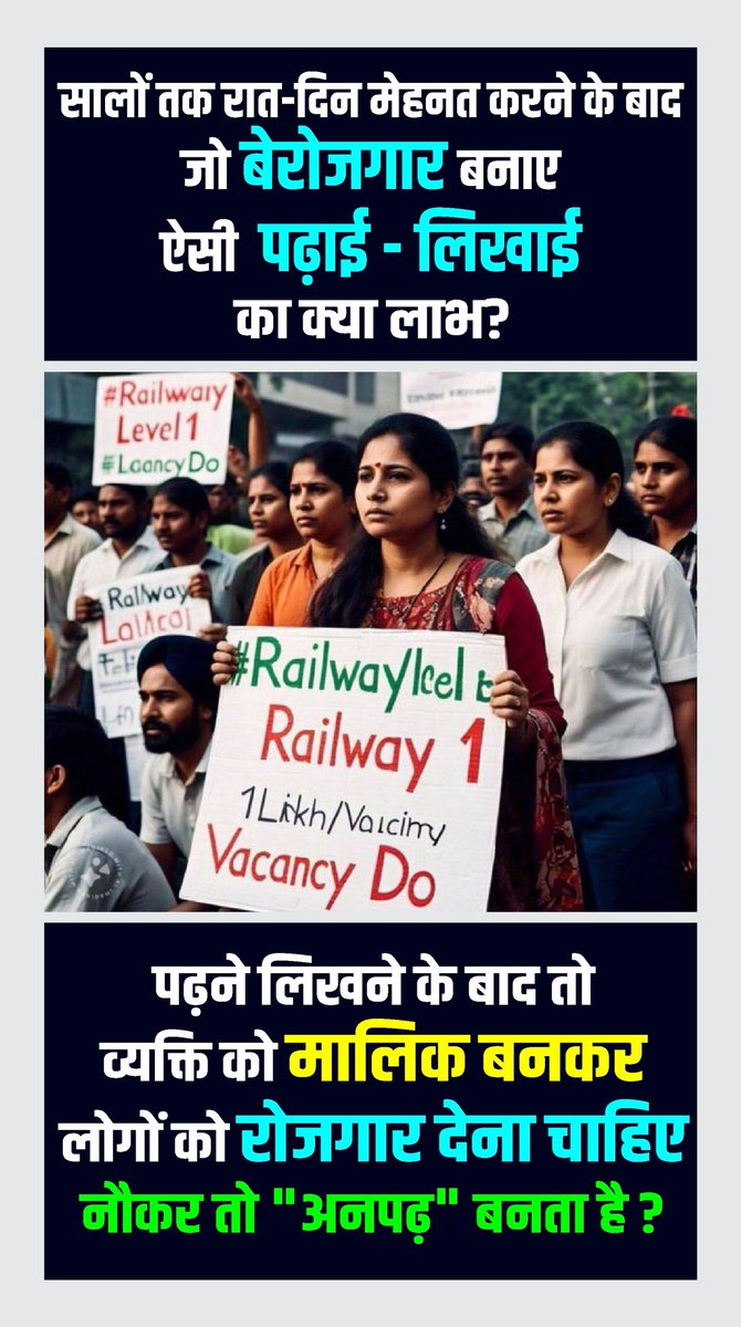 lalaram_jorwal's tweet photo. रेलवे 6 वर्षों बाद RRB Group D Exam के लिए बहुत कम पद लेकर आ रहा है। यह संख्या पर्याप्त नहीं है।

@RailMinIndia

@AshwiniVaishnaw

@PMOIndia

#khansir #RailwayLevel1_1Lakh_PostDo #RailwayLevel1_1Lakh_VacancyDo #Railways #khanglobalstudies #RRB #increasevacancy #ministryofrailway https://t.co/goQduUx6Yy