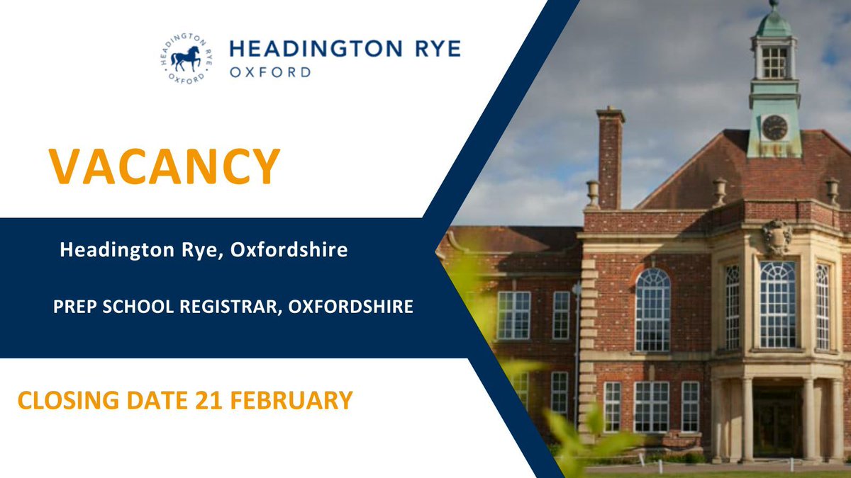 Headington Rye, Oxford are looking to recruit a Prep School Registrar <a href="/HeadingtonRye/">Headington Rye Oxford</a>
More details: buff.ly/4jvNeq8