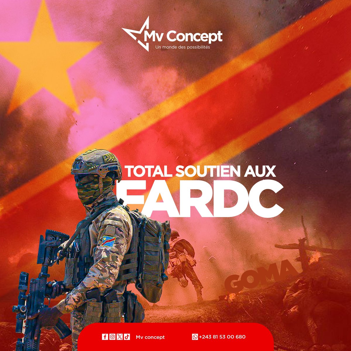 concept_mv243's tweet photo. Mv Concept solidaire avec Goma et les FARDC ! 🇨🇩✊

Face aux rebelles AFC/M32 soutenus par le Rwanda, nous saluons la bravoure des FARDC et exprimons notre soutien aux populations touchées. Restons unis pour la paix et la souveraineté.

#TotalSoutienAuxFARDC #SolidaritéAvecGoma https://t.co/cy6TiIhJoc