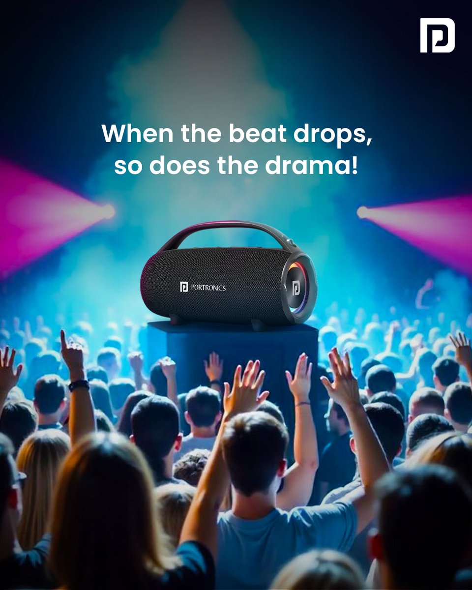 Portronics's tweet photo. Turn the volume down on FOMO and blast your way to having a concert of your own. Get the Portronics Thunder 2.0 now and have your own concert every day!
#FOMO #concertathome #Powerfulsound #musiclovers #bass #partyspeaker #houseparty https://t.co/Tz2zZ6Pezg