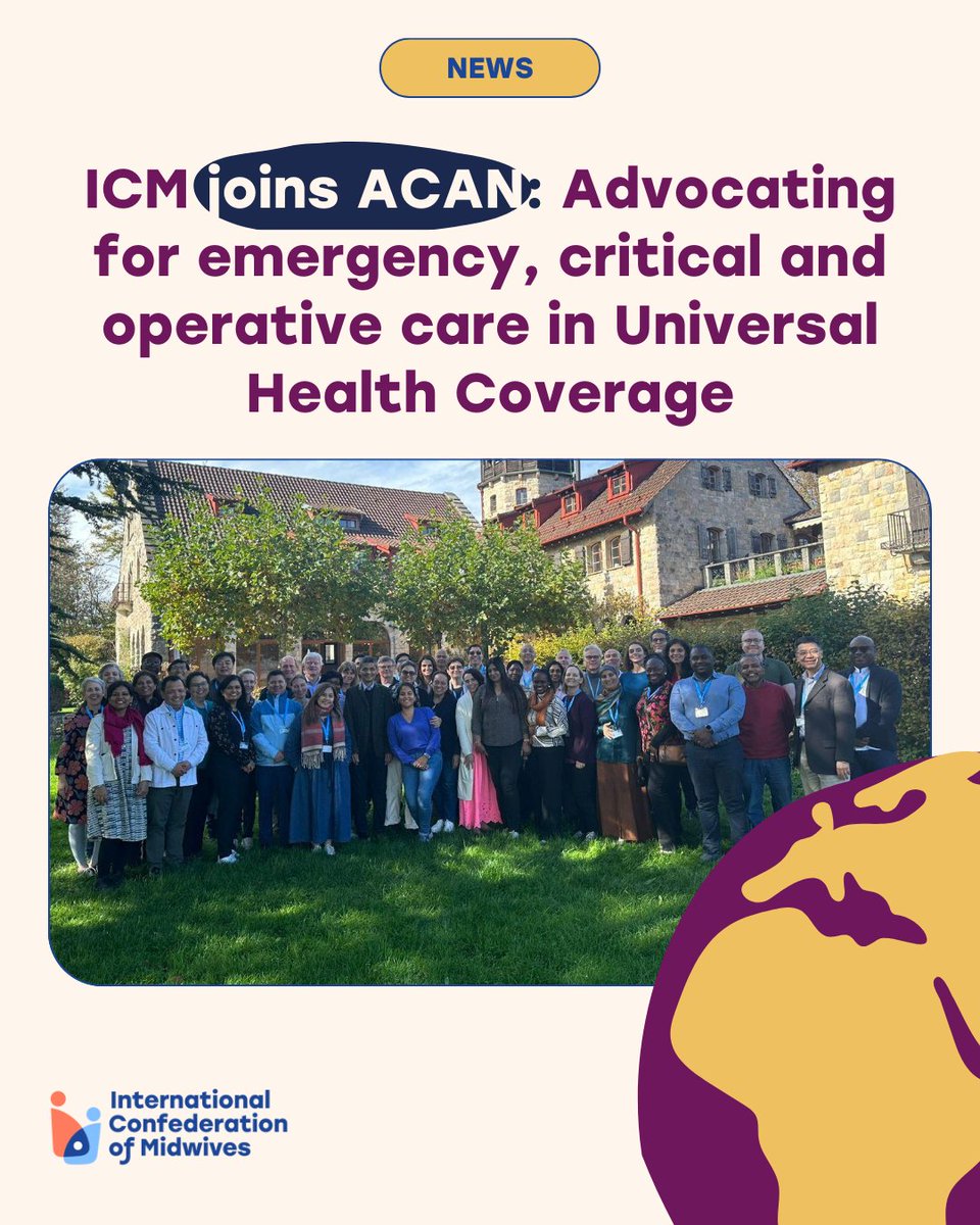 world_midwives's tweet image. ICM is now a member of the Acute Care Action Network (ACAN)! We&apos;re working to strengthen emergency, critical &amp;amp; operative care services, focusing on improving outcomes for maternal &amp;amp; newborn health. 

Learn more: zurl.co/uZmUt