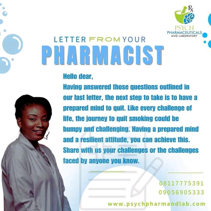 psychpharmaceu1's tweet photo. Hello Dear,
Having answered those questions outlined in our last letter the next step to take is to have a prepared mind to quit. The journey surely will be challenging but it's worth taking.
#quitsmokingtoday #quitsmokingstartvaping #quitsmokingtips #mentalhealthawareness https://t.co/PBoyV9vhkQ