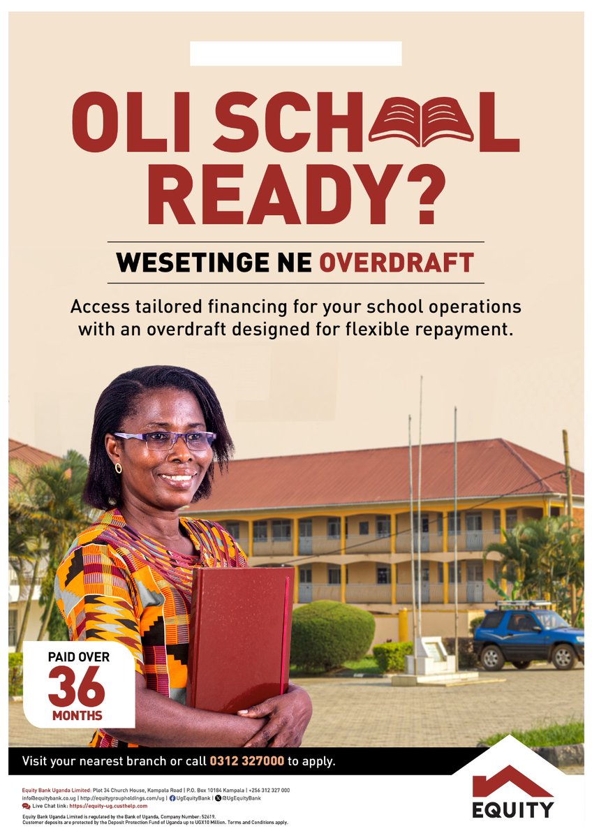 Uncleken256's tweet photo. Simplify your school operations with @UgEquityBank Overdraft
With the Equity Overdraft, you can access funds to efficiently manage operational expenses and focus on delivering quality education.
#WesetingeNeEquity || #BackToShuleWithEquity https://t.co/eewI8ur9es