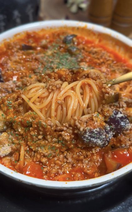 tbs_dn's tweet photo. フライパンに入れて混ぜ熱するだけ。洗い物最小限で作れるボロネーゼが美味しくてハマっている。 https://t.co/QiM80yIM44