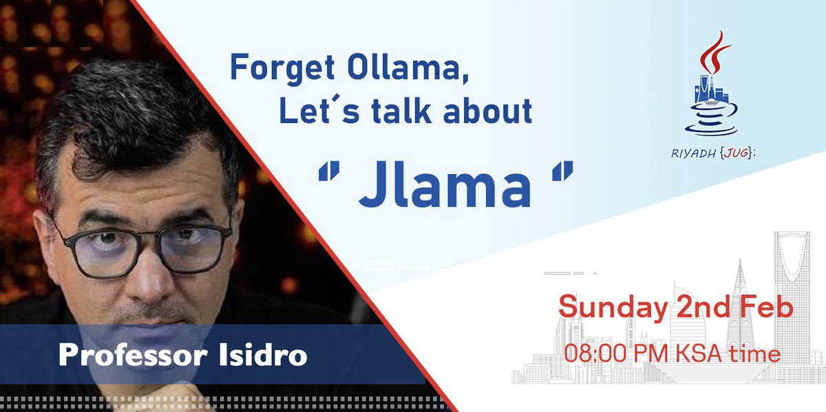 Join <a href="/prof_isidro/">Professor Isidro</a> for an online talk 🎤 exploring #Jlama!🦙☕ featuring a 100% <a href="/java/">Java</a> inference engine built with the Vector API. No external servers, just pure Java power!

🗓️ Sunday, Feb 2
🕢 8:00 PM (KSA Time)

Register Free: buff.ly/40xmahl

#ArtificialInteligence